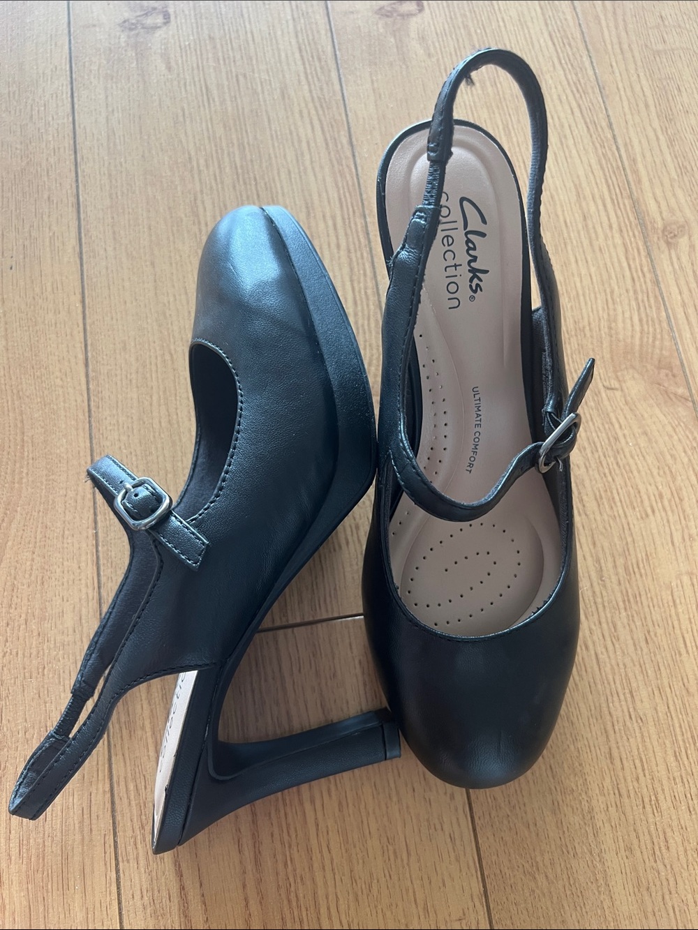 Clarks Black Slingback Mary Jane Heels